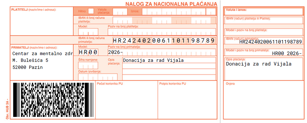 Uplatnica za donaciju